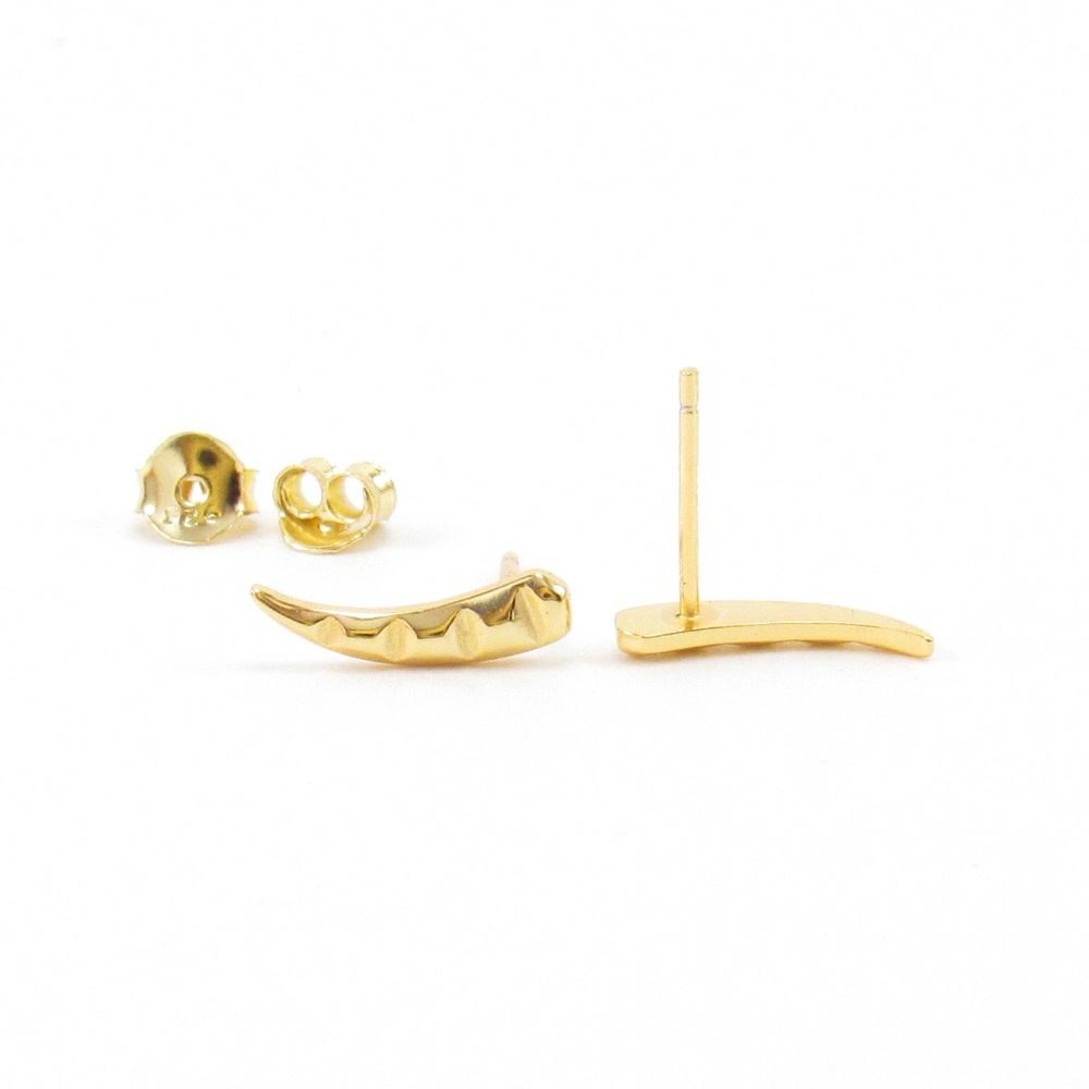 Small Gold Ear Climbers Horn Spike Triangle Studs